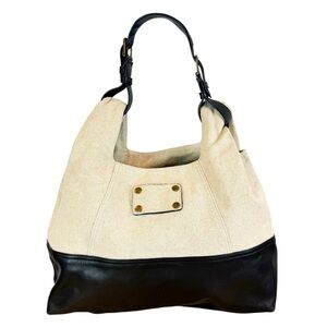 Ann Taylor | Canvas and Leather Hobo Bag